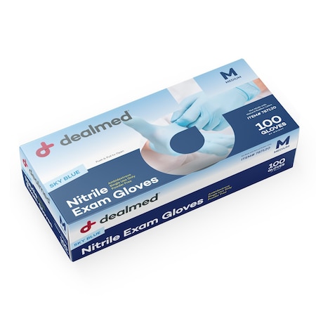 Dealmed Disposable Gloves, Nitrile, Powder-Free, M, 1000 PK, Light Blue 787120